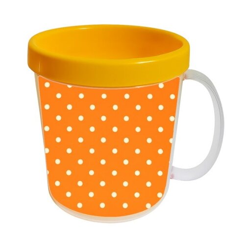 Caneca Acrílica Infantil Personalizada Poá Laranja