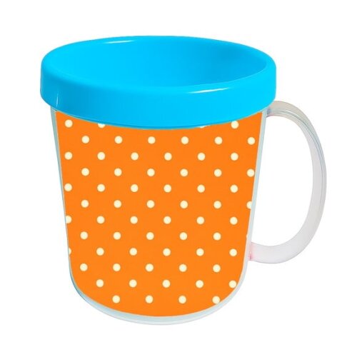 Caneca Acrílica Infantil Personalizada Poá Laranja