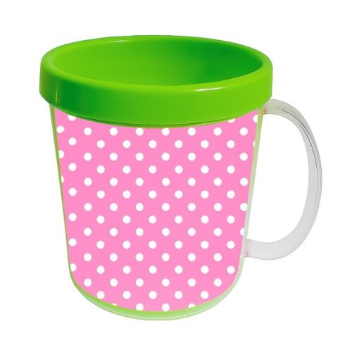 Caneca Acrílica Infantil Personalizada Poá Rosa Pink