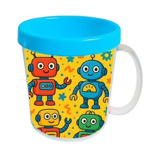 Caneca Acrílica Infantil Personalizada Robôs Divertidos