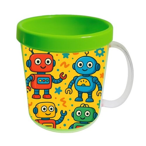 Caneca Acrílica Infantil Personalizada Robôs Divertidos