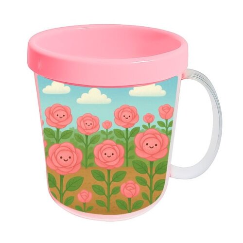 Caneca Acrílica Infantil Personalizada Rosas Fofas