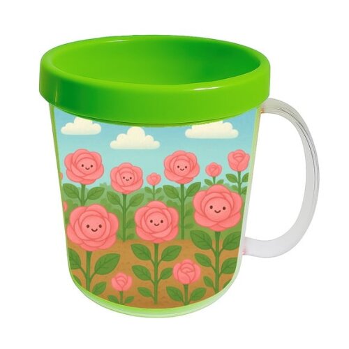 Caneca Acrílica Infantil Personalizada Rosas Fofas