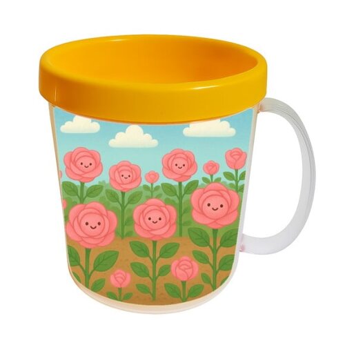Caneca Acrílica Infantil Personalizada Rosas Fofas