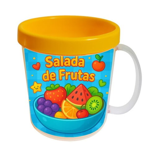 Caneca Acrílica Infantil Personalizada Salada de Frutas