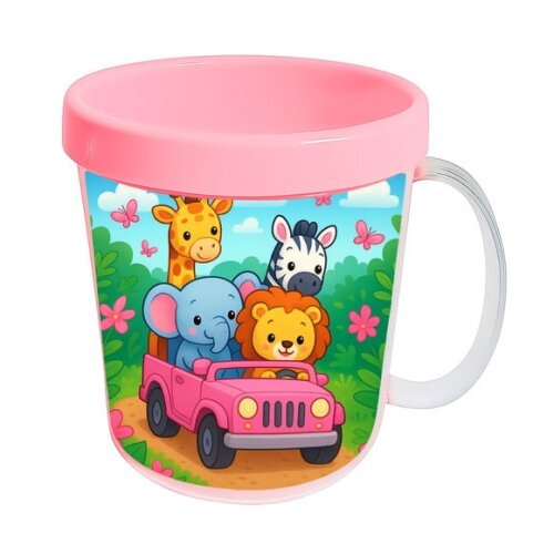 Caneca Acrílica Infantil Personalizada Safari Rosa