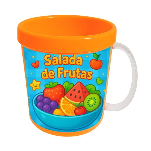 Caneca Acrílica Infantil Personalizada Salada de Frutas