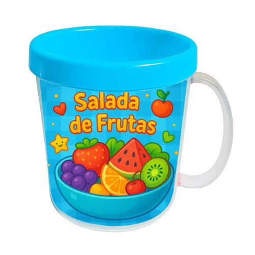 Caneca Acrílica Infantil Personalizada Salada de Frutas