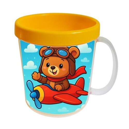 Caneca Acrílica Infantil Personalizada Ursinho Aviador