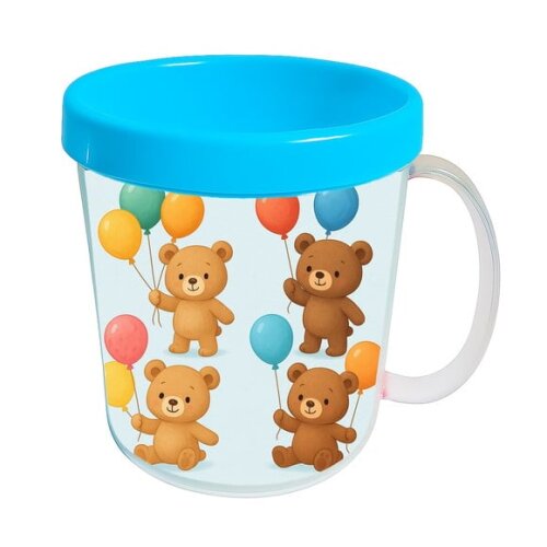 Caneca Acrílica Infantil Personalizada Ursinhos com Balões