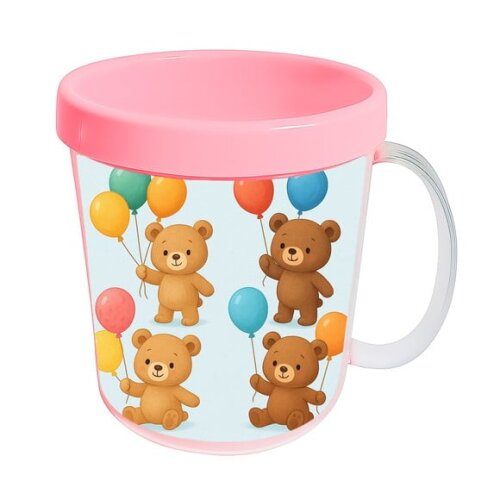 Caneca Acrílica Infantil Personalizada Ursinhos com Balões