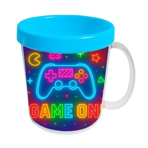 Caneca Acrílica Infantil Personalizada Video Game Neon