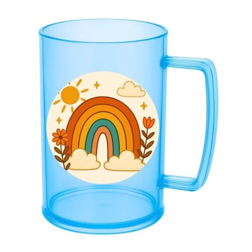 Caneca de Chopp Infantil Personalizada Arco-íris Boho