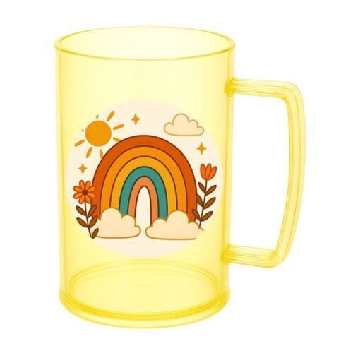 Caneca de Chopp Infantil Personalizada Arco-íris Boho