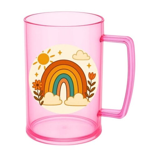 Caneca de Chopp Infantil Personalizada Arco-íris Boho
