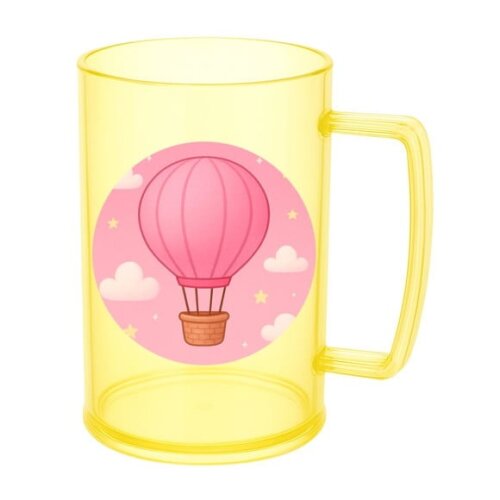 Caneca de Chopp Infantil Personalizada Balão de Ar Rosa