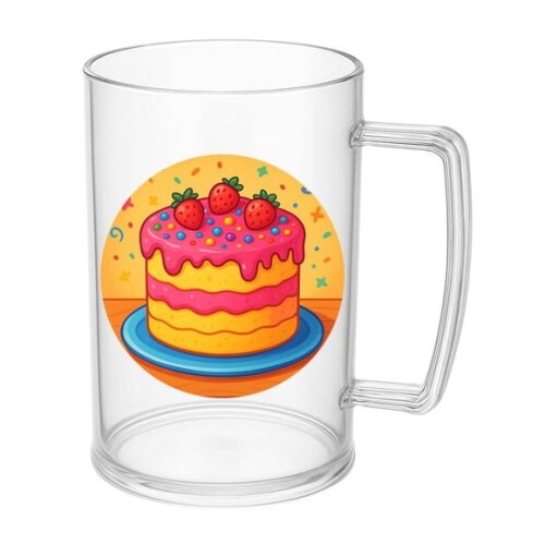 Caneca de Chopp Infantil Personalizada Bolo Confeitado