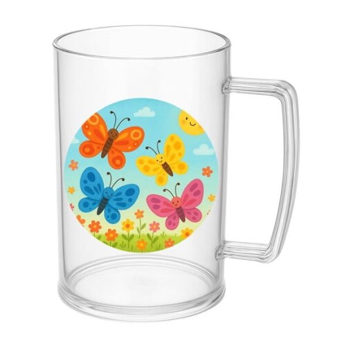 Caneca de Chopp Infantil Personalizada Borboletas