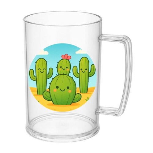 Caneca de Chopp Infantil Personalizada Cactos Fofos