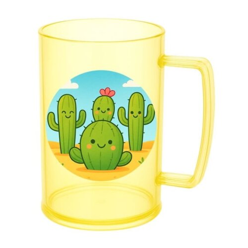 Caneca de Chopp Infantil Personalizada Cactos Fofos