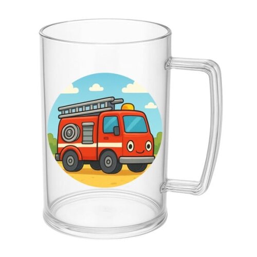 Caneca de Chopp Infantil Personalizada Caminhão de Bombeiro