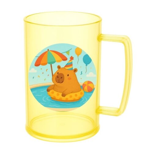 Caneca de Chopp Infantil Personalizada Capivara Pool Party