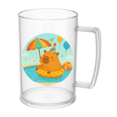 Caneca de Chopp Infantil Personalizada Capivara Pool Party