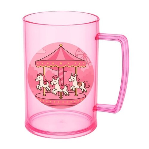 Caneca de Chopp Infantil Personalizada Carrossel Rosa