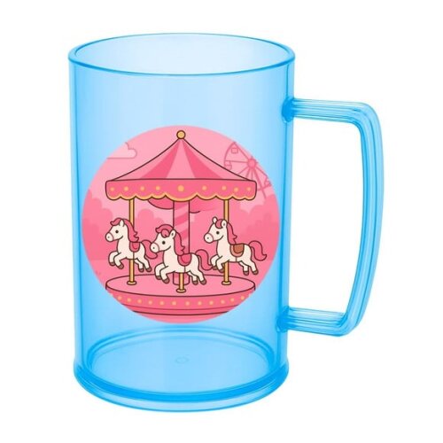 Caneca de Chopp Infantil Personalizada Carrossel Rosa
