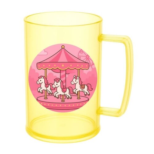 Caneca de Chopp Infantil Personalizada Carrossel Rosa
