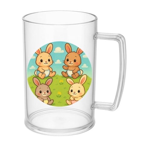 Caneca de Chopp Infantil Personalizada Coelhinhos Baby