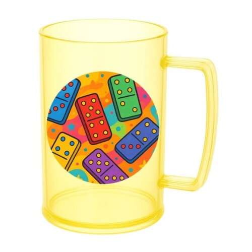 Caneca de Chopp Infantil Personalizada Dominós Coloridos