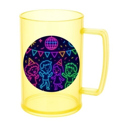 Caneca de Chopp Infantil Personalizada Festa Neon