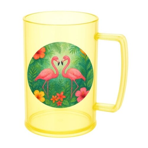 Caneca de Chopp Infantil Personalizada Flamingo Aquarela