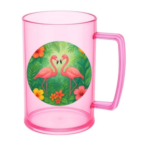 Caneca de Chopp Infantil Personalizada Flamingo Aquarela