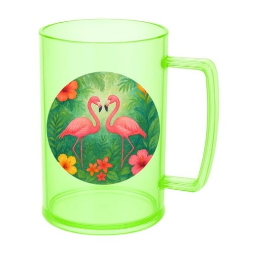 Caneca de Chopp Infantil Personalizada Flamingo Aquarela