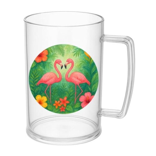 Caneca de Chopp Infantil Personalizada Flamingo Aquarela
