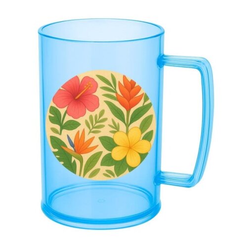 Caneca de Chopp Infantil Personalizada Flores Tropicais