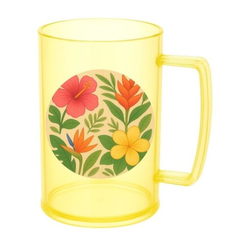 Caneca de Chopp Infantil Personalizada Flores Tropicais