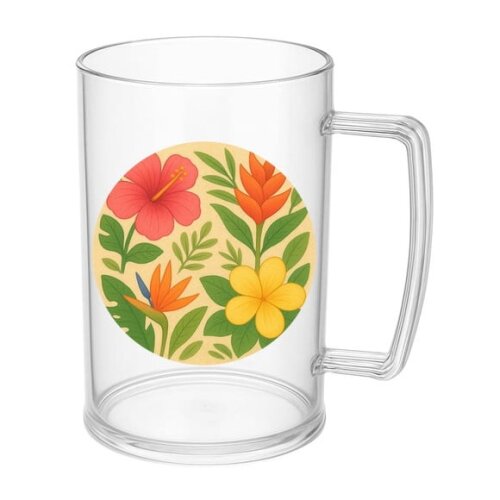 Caneca de Chopp Infantil Personalizada Flores Tropicais