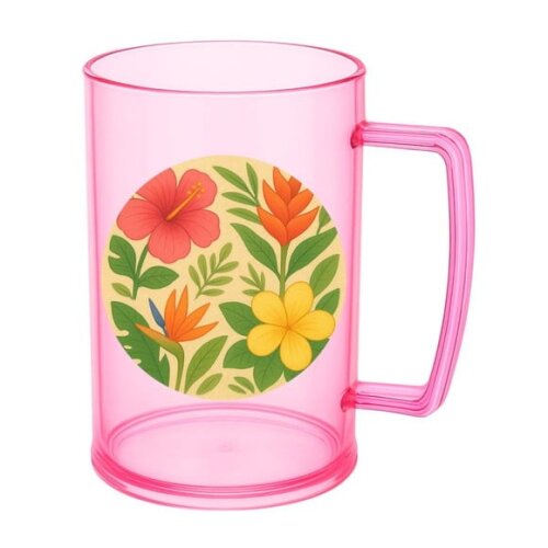 Caneca de Chopp Infantil Personalizada Flores Tropicais