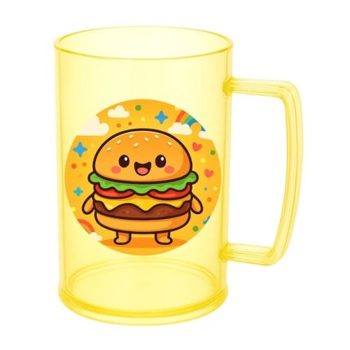 Caneca de Chopp Infantil Personalizada Hambúrguer Divertido