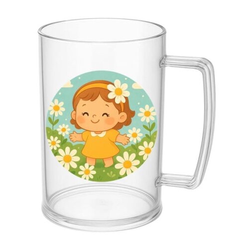 Caneca de Chopp Infantil Personalizada Jardim das Margaridas