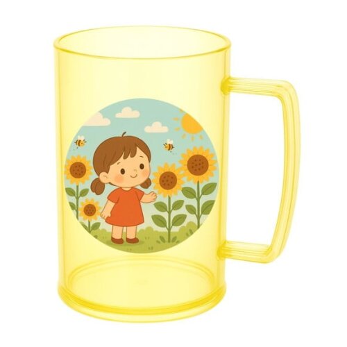 Caneca de Chopp Infantil Personalizada Jardim dos Girassóis
