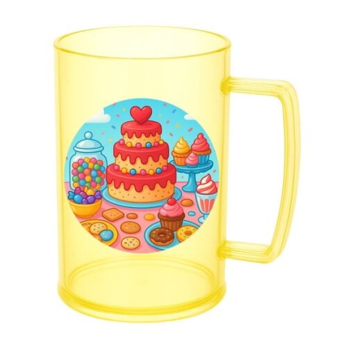 Caneca de Chopp Infantil Personalizada Mesa Doces Coloridos