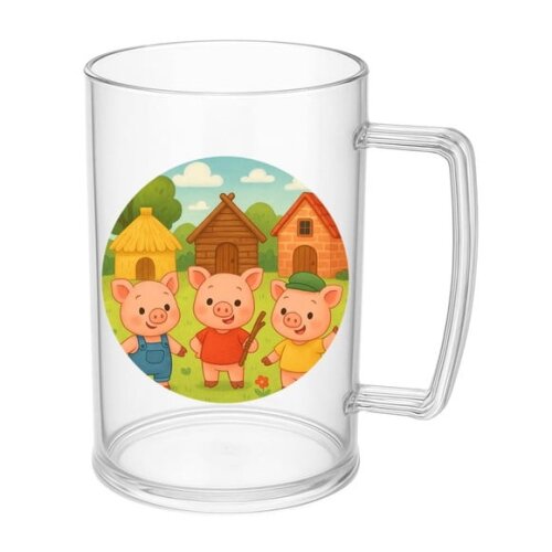 Caneca de Chopp Infantil Personalizada os Três Porquinhos