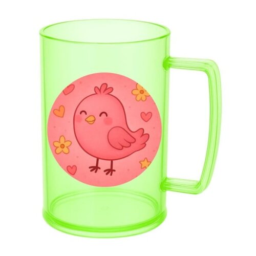 Caneca de Chopp Infantil Personalizada Passarinho Rosa
