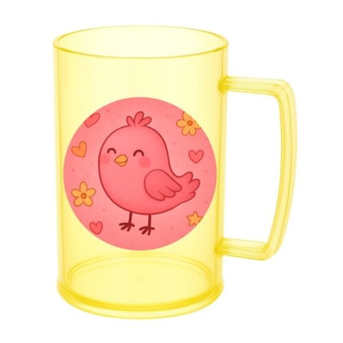Caneca de Chopp Infantil Personalizada Passarinho Rosa