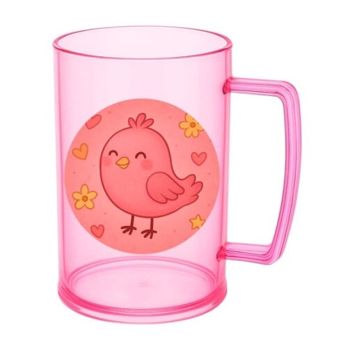 Caneca de Chopp Infantil Personalizada Passarinho Rosa