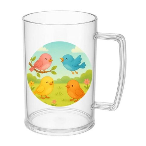 Caneca de Chopp Infantil Personalizada Passarinhos
